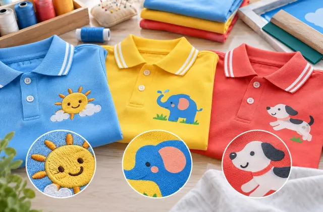So sánh kỹ thuật in và thêu logo trên đồng phục mầm non
