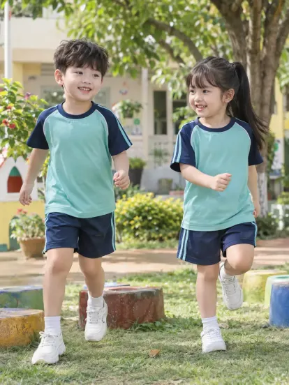 Đồng Phục Mầm Non Bộ Thể Thao Xanh Ngọc Navy Aircool
