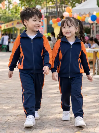 Đồng Phục Mầm Non Áo Khoác Nhẹ Xanh Navy Cam Compact Fit