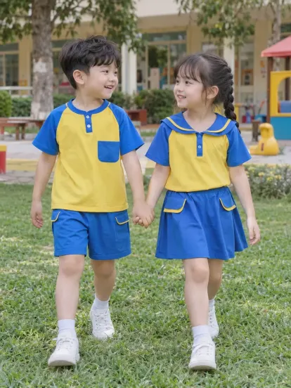 Đồng Phục Mầm Non Bộ Dã Ngoại Xanh Biển Vàng Hacool