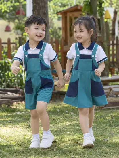 Đồng Phục Mầm Non Yếm Học Vẽ Xanh Ngọc Navy Aircool