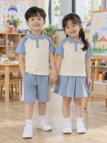 Đồng Phục Mầm Non Polo Tay Raglan Xanh Iris Kem Drycool