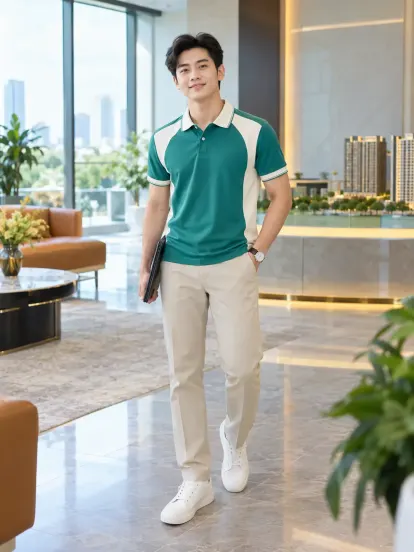 Áo Polo Công Ty Xanh Ngọc Kem Bất Động Sản