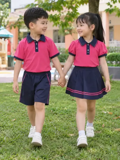 Đồng Phục Mầm Non Bộ Bé Trai Hồng Sen Navy Hapimax