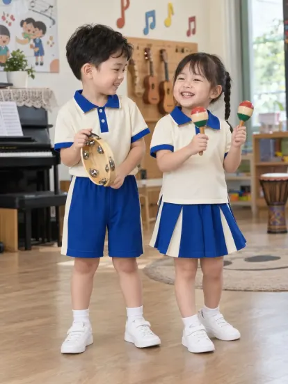 Đồng Phục Mầm Non Bộ Hè Xanh Bích Kem Piquecool