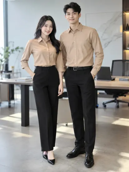 Sơ Mi Đồng Phục Cam Đất Be Bất Động Sản Hacool