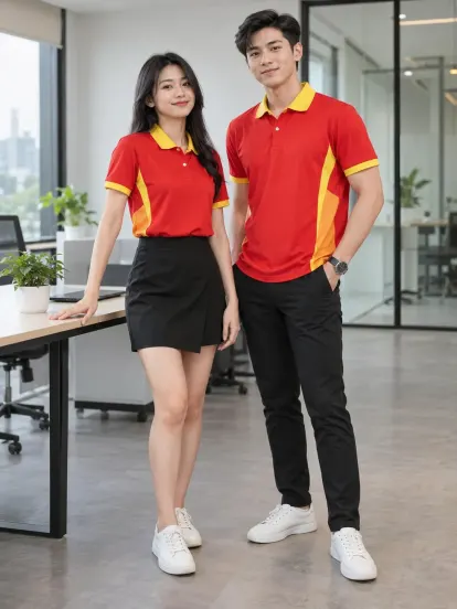 Áo Thun Công Ty Đỏ Tươi Vàng Khởi Nghiệp Aircool