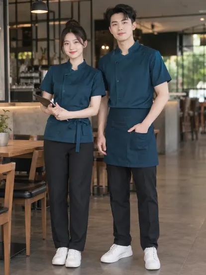 Đồng Phục Quán Cafe Xanh Ngọc Navy Công Nghệ Hacool