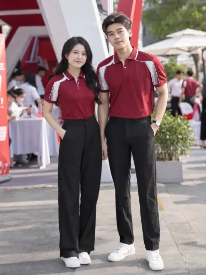 Áo Polo Công Ty Đỏ Đô Trắng Ngân Hàng Drycool