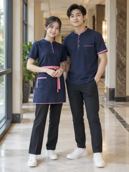 Đồng Phục Quán Cafe Hồng Sen Navy Giáo Dục Hacool