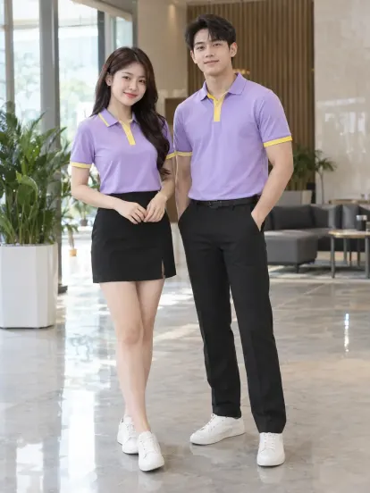 Áo Polo Công Ty Tím Nhạt Vàng Bán Lẻ Drycool