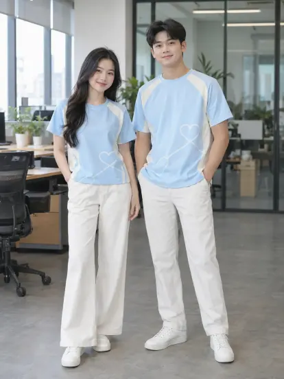 Áo Team Building Xanh Da Trời Kem Y Tế Compact Fit