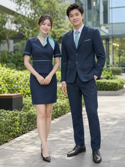 Đồng Phục Lễ Tân Xanh Ngọc Navy Công Nghệ Compact Fit