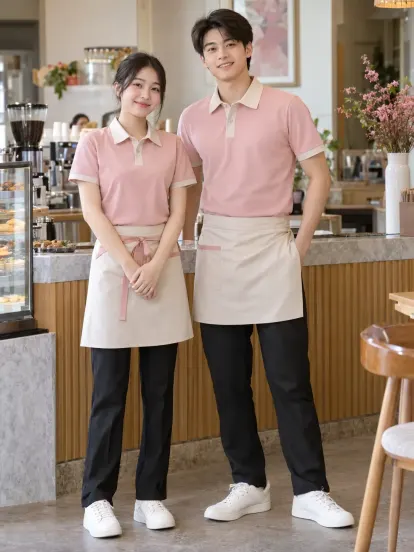 Đồng Phục Nhà Hàng Hồng Đào Kem Dịch Vụ Khách Hàng Piquecool