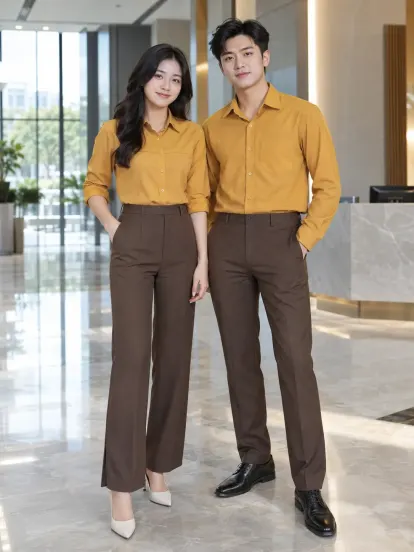 Sơ Mi Đồng Phục Vàng Nghệ Nâu Thương Mại Điện Tử Hacool