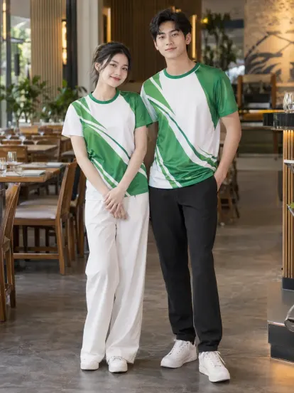 Áo Team Building Xanh Lá Trắng Truyền Thông Compact Fit