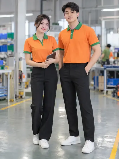 Bộ Công Sở Trẻ Cam Tươi Xanh Lá Dịch Vụ Khách Hàng Drycool
