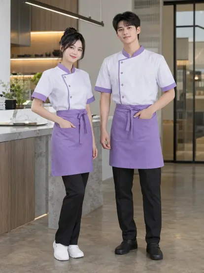 Đồng Phục Bếp Tím Lavender Trắng Nội Thất Aircool
