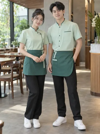 Đồng Phục Nhà Hàng Xanh Mint Kem Khởi Nghiệp Piquecool