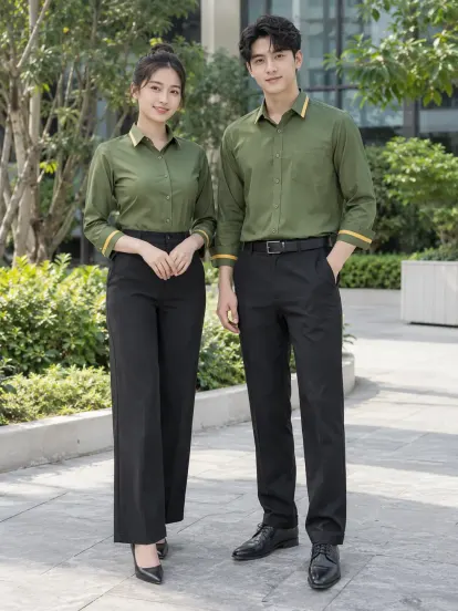 Sơ Mi Đồng Phục Xanh Rêu Vàng Dịch Vụ Khách Hàng Hacool