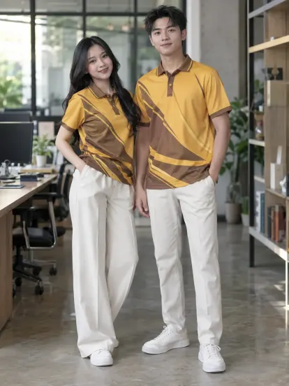 Áo Team Building Vàng Nghệ Nâu Thương Mại Điện Tử Compact Fit