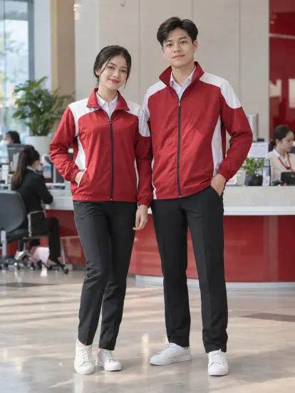 Áo Khoác Công Ty Đỏ Đô Trắng Ngân Hàng Hapimax