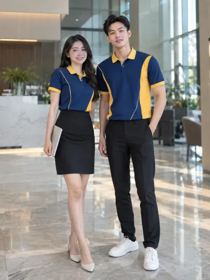 Bộ Công Sở Trẻ Xanh Biển Vàng Công Nghệ Drycool