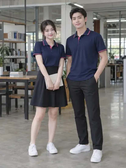 Đồng Phục Nhà Hàng Hồng Sen Navy Giáo Dục Piquecool