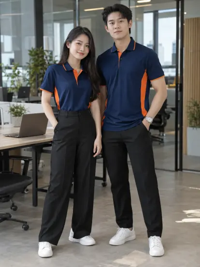 Áo Polo Công Ty Xanh Navy Cam Truyền Thông Drycool