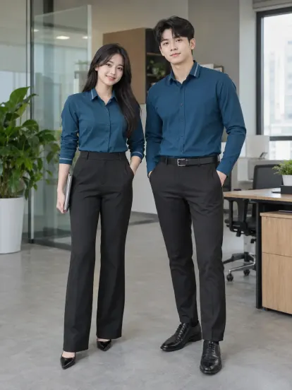 Sơ Mi Đồng Phục Xanh Ngọc Navy Giáo Dục Hacool