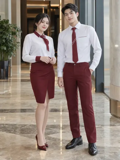 Bộ Công Sở Trẻ Đỏ Đô Trắng Ngân Hàng Drycool